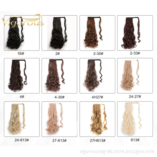 Vigorous 18" Curly Wrap Around Pony Tail Hairpiece Wavy Clip In Human Woman Hair Synthetic Magic Paste Ponytail Hair Extensions